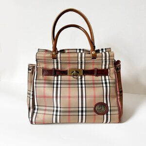 Plaid Leather Satchel Purse